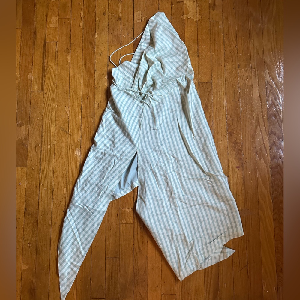 Striped asymmetrical dress with open back